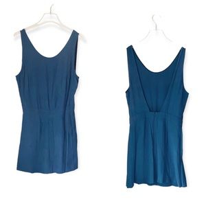 Reformation Sleeveless Mini Dress Deep Plunge Back In Dusky Blue Medium Large